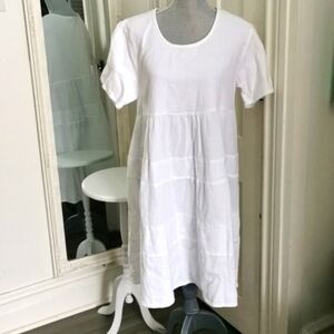 Dunes white tiered baby doll peasant style cotton dress. Size large